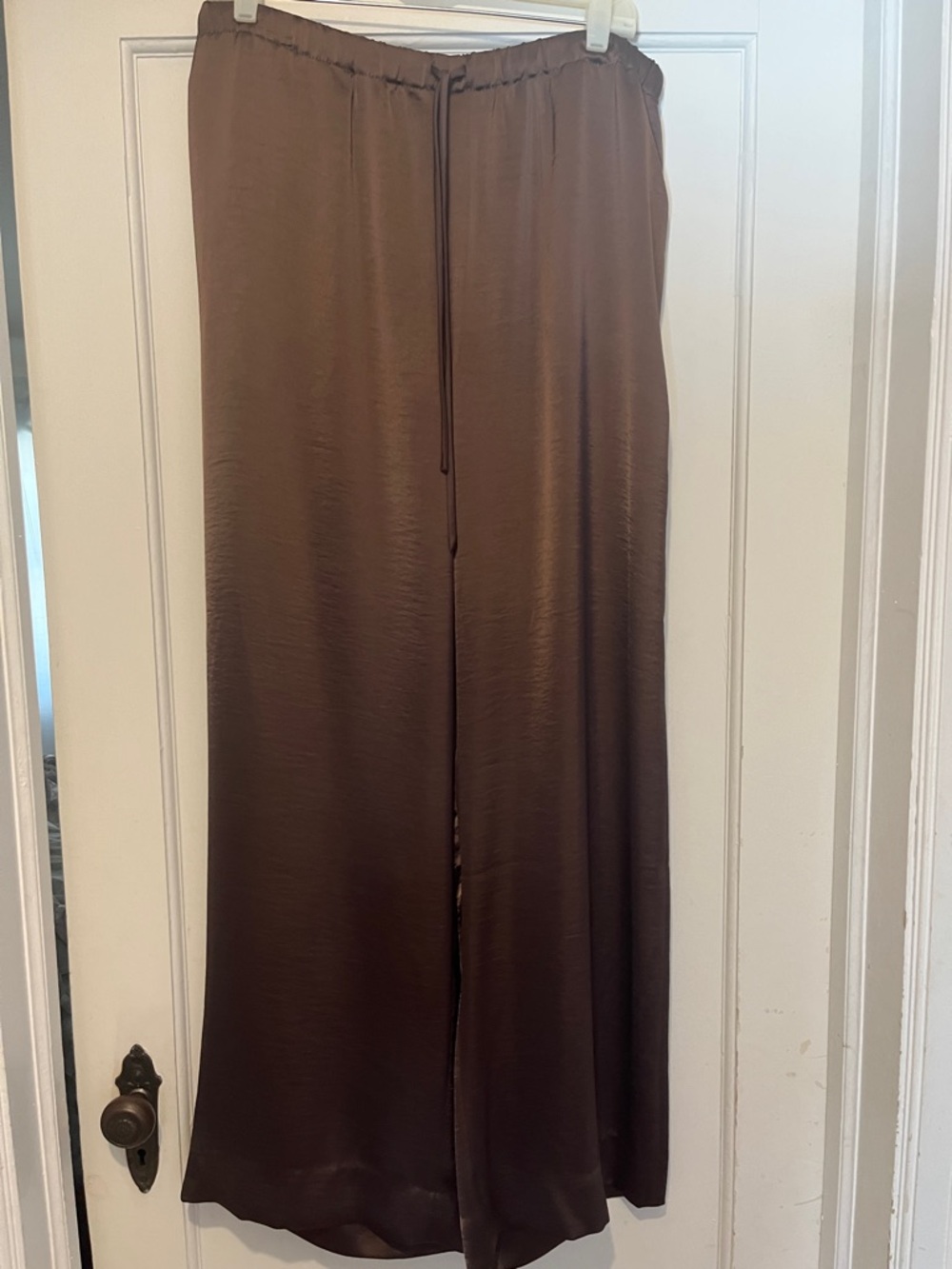 Banana Republic Chocolate Brown Wide-Leg Satin Pants